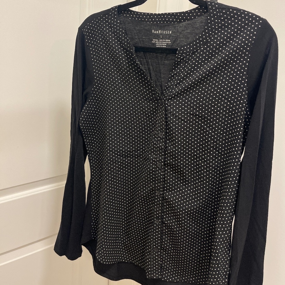 Black blouse size large VanHeusen